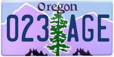 OR license plate 023AGE