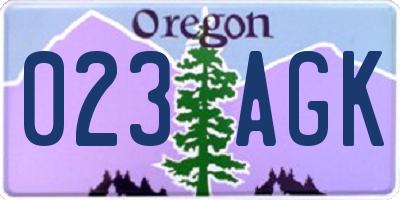 OR license plate 023AGK