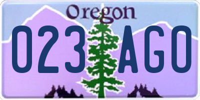 OR license plate 023AGO
