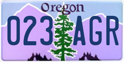 OR license plate 023AGR