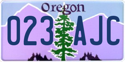OR license plate 023AJC