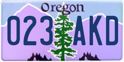 OR license plate 023AKD