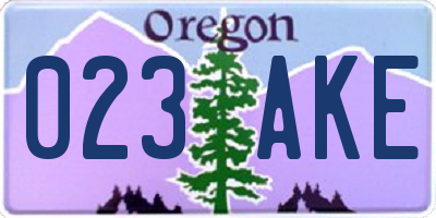 OR license plate 023AKE