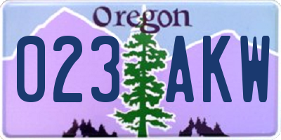 OR license plate 023AKW