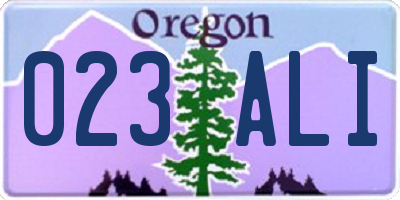OR license plate 023ALI