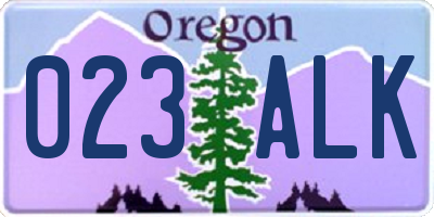 OR license plate 023ALK