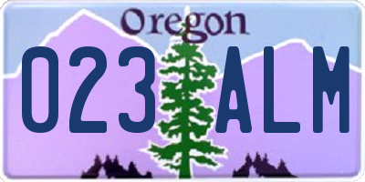OR license plate 023ALM