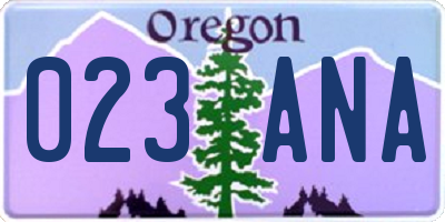 OR license plate 023ANA