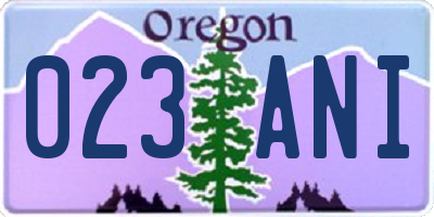 OR license plate 023ANI