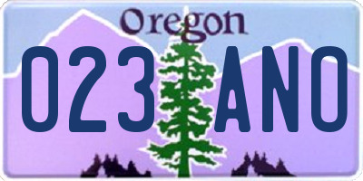 OR license plate 023ANO