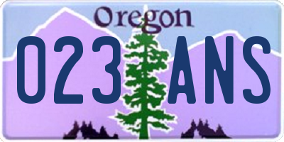 OR license plate 023ANS