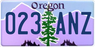OR license plate 023ANZ