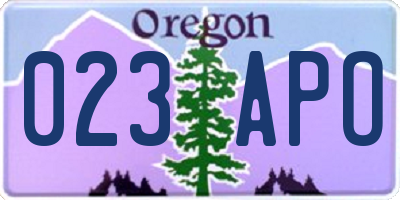 OR license plate 023APO