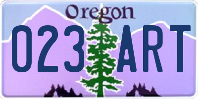 OR license plate 023ART