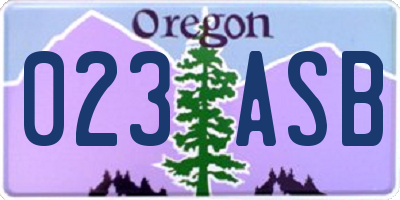 OR license plate 023ASB