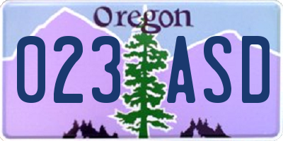 OR license plate 023ASD