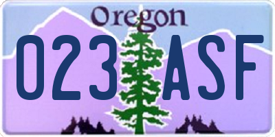 OR license plate 023ASF