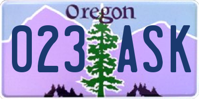 OR license plate 023ASK