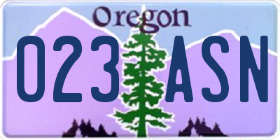 OR license plate 023ASN