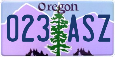 OR license plate 023ASZ