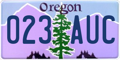 OR license plate 023AUC