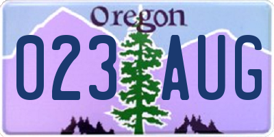 OR license plate 023AUG