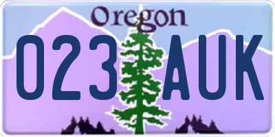 OR license plate 023AUK
