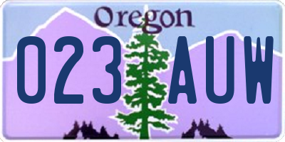 OR license plate 023AUW
