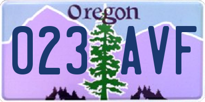 OR license plate 023AVF