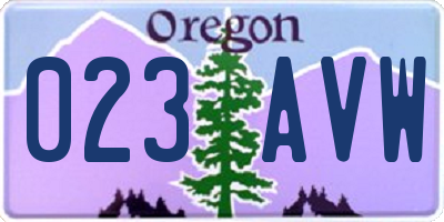 OR license plate 023AVW
