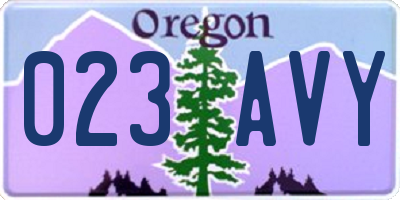 OR license plate 023AVY