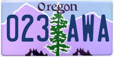 OR license plate 023AWA