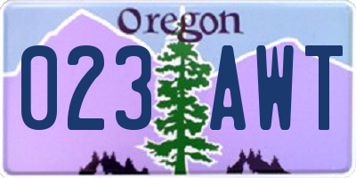 OR license plate 023AWT
