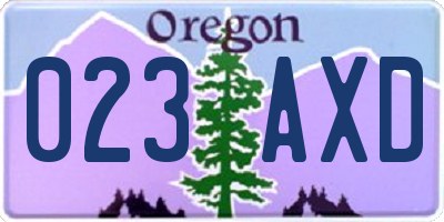 OR license plate 023AXD