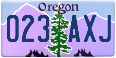 OR license plate 023AXJ