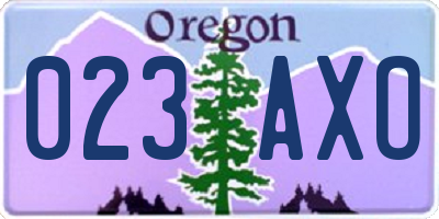 OR license plate 023AXO