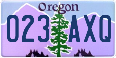 OR license plate 023AXQ