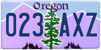 OR license plate 023AXZ