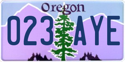 OR license plate 023AYE