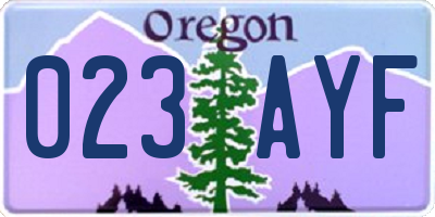 OR license plate 023AYF