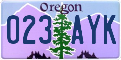 OR license plate 023AYK