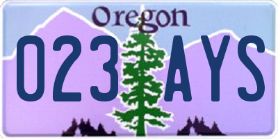 OR license plate 023AYS