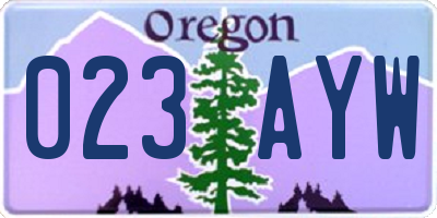 OR license plate 023AYW