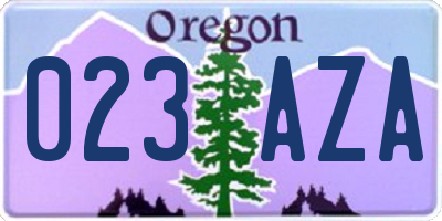 OR license plate 023AZA
