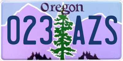 OR license plate 023AZS