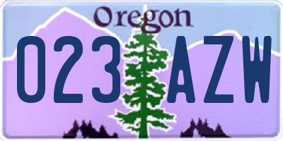 OR license plate 023AZW