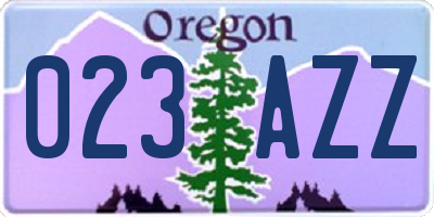OR license plate 023AZZ