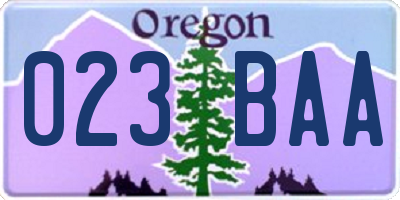 OR license plate 023BAA