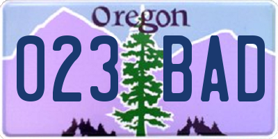 OR license plate 023BAD