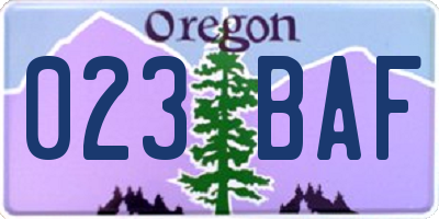 OR license plate 023BAF